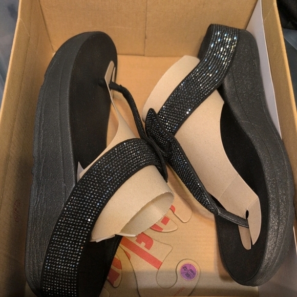 FitFlop Woman sz 10 Isabelle Crystal Black Sandals - Picture 3 of 6